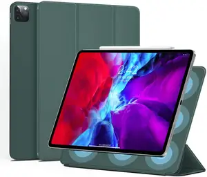 Deri kılıf manyetik toka destek şarj ince üç kat Folio iPad için akıllı kapak standı Pro 12.9 2020 2018