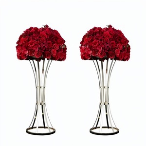 Decoration Luxury Round Shape Gold Metal <b>Artificial</b> <b>Flower</b> Wedding Floral Table Centerpiece For Party Event - Product Image 1