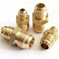 Adaptadores de Conexión de Tubería de Latón Rectos Macho UNF de 45 Grados SAE, Rosca Flare de 5/16", 3/8", 7/16", 1/2", 5/8", 3/4", 7/8"