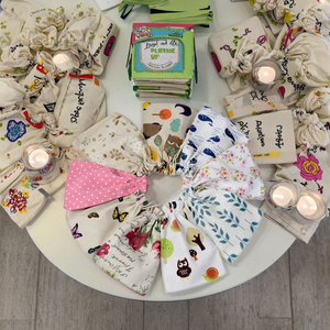 Sobres de tela de lino y algodón reciclables Midg, medicina herbaria china, bolsa de lino impresa con unidad de bolsillo de Bursa dulce, sellado de solapa - Product Image 3