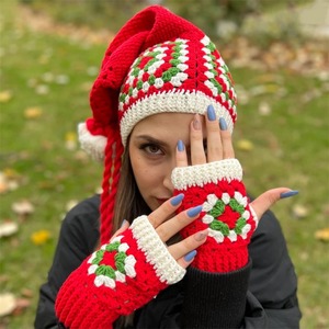 Ensemble chapeau <span class=keywords><strong>et</strong></span> <span class=keywords><strong>gants</strong></span> de Noël personnalisés en crochet pour <span class=keywords><strong>femme</strong></span>, bonnet de Père Noël tricoté <span class=keywords><strong>et</strong></span> ensemble écharpe <span class=keywords><strong>et</strong></span> <span class=keywords><strong>gants</strong></span> - Product Image 4