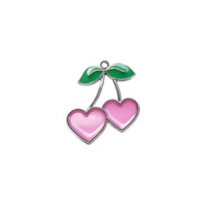 Pendentif cœur cerise en alliage de zinc et résine époxy pour la fabrication de boucles d'oreilles, accessoires de bijouterie GJ187 - Product Image 4