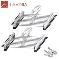 Cintres ajustables Lavinia avec pinces antidérapantes en acier inoxydable pour économiser de l'espace dans la garde-robe, pour robes, jeans et pantalons