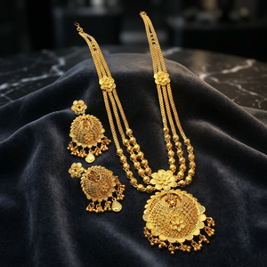 Wholesale Brass 14K 18K 24K Micro Gold Plated <b>Long</b> <b>Necklaces</b> & Earrings Set Traditional Floral Design Wedding Fashion Jewelry - Product Image 5