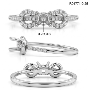 Chine Conception personnalisée de haute qualité 14k 585 or blanc véritable diamant taille brillant Solitaire semi-monture bague de fiançailles pour les femmes - Product Image 6