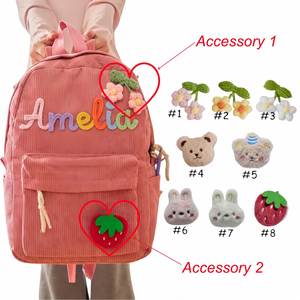 กระเป๋าเป้สะพายหลังผ้าลูกฟูกแบบส่วนตัวสำหรับนักเรียน, กระเป๋านักเรียนน่ารักปักชื่อแบบกำหนดเอง, กระเป๋าหนังสือสำหรับเด็ก, ของขวัญวันเกิด - Product Image 5