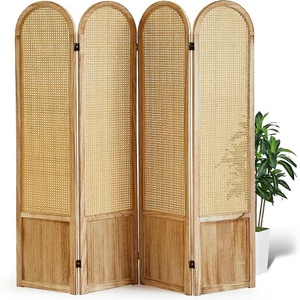 Japanese Design Room Divider 4 Panel Folding Privacy Screen Bedroom Home Office Separation Freestanding Wood <strong>Partition</strong> - Product Image 1