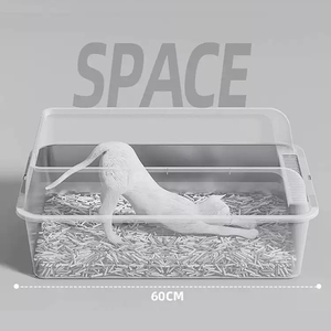 Litière <span class=keywords><strong>pour</strong></span> <span class=keywords><strong>chat</strong></span> semi-fermée à entrée par le haut, grande capacité, en acier inoxydable, avec couvercle anti-éclaboussures amovible – Meilleure vente - Product Image 4