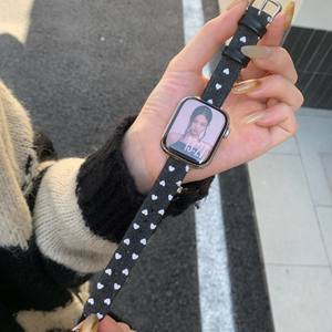 Bracelet de montre en tissu motif étoile et cœur 14 mm avec boucle ardillon pour Apple Watch, bracelet souple - Product Image 4