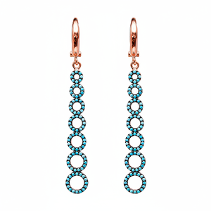 Turquesa CZ piedra diseño redondo geométrico encanto pendientes largos venta al por Mayor turco hecho a mano 925 plata esterlina joyería fina - Product Image 2