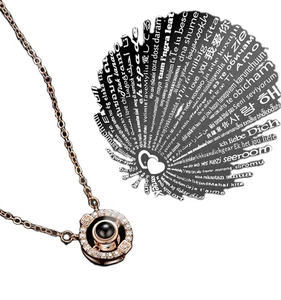 Novità 2024 Collana Cuore con Messaggio in 100 Lingue 'TI AMO' Ricordo d'<span class=keywords><strong>Amore</strong></span> - Product Image 1