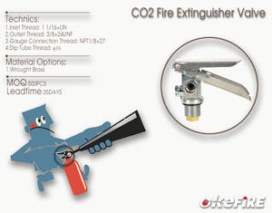 ارتفاع ضغط <span class=keywords><strong>CO2</strong></span> طفاية حريق صمام النحاس مع مقبض الصلب - Product Image 2