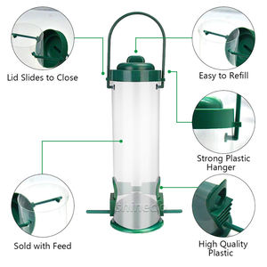 Mangeoire à oiseaux <span class=keywords><strong>multi</strong></span>-perforée suspendue pour l'extérieur Distributeur de nourriture pour oiseaux avec couvercle côté transparent Mangeoire à oiseaux sauvage portable pour le jardin - Product Image 3