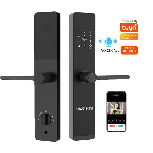 KROVI B09 Tuya Smart Cerradura Inteligente Smart Digit Fingerprint Lock WiFi Security Camera Fingerprint Smart Door Lock
