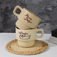 Tasse empilable en céramique 270 ml avec logo personnalisé, design classique, résistante aux hautes températures, passe au lave-vaisselle et au micro-ondes, pour café et eau