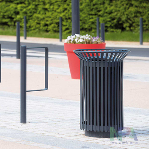NPA 2022 Street Furniture Outdoor Garden Litter Bin Thermoplastic Coated Trash Cans Park Waste Bins Garbage can