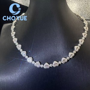Oferta Especial: Conjunto de Joyería de Lujo para Boda y Fiesta para Mujer, Collar de Cadena de Tenis de Plata 925 con Moissanita de Corte Corazón, con GRA - Product Image 3