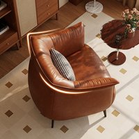 Fauteuil de loisirs ergonomique et durable pour une personne, style vintage en cuir véritable, fauteuil haut de gamme pour la maison, la chambre à coucher, le salon, l'hôtel