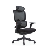 Chaise de bureau ergonomique de luxe moderne à dossier haut avec soutien lombaire et appui-tête réglables