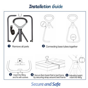 Медицинская регулируемая поручень-опора для кровати и защитная перила для кровати, без инструментов, для безопасности и устойчивости, медицинский продукт - Product Image 2