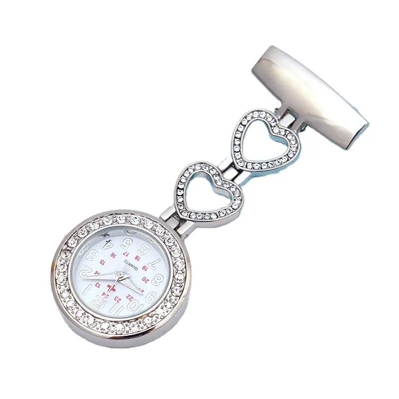 New Fashion Women Pocket Watch Clip-on Heart Star Pendant Hang Quartz Clock For Medical Doctor Nurse Watches