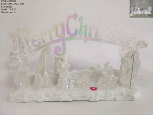 Vente en gros de figurines de la Nativité religieuse en acrylique avec éclairage LED, ensemble de 9 pièces de la Sainte Famille, figurines de Noël avec stade en acrylique - Product Image 6