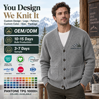 Cardigan en maille texturée à col en V pour homme, veste décontractée à manches longues avec poches, personnalisable avec logo, OEM ODM, vente en gros