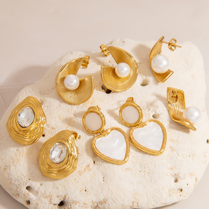 ต่างหูสแตนเลสสตีลรูปหัวใจทรงหยดน้ำสำหรับผู้หญิงเครื่องประดับแฟชั่น - Product Image 2