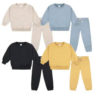 Set di felpa in cotone di bambù per bambini set di abbigliamento eco per ragazzi tute da ginnastica personalizzate per bambini abiti caldi per bambini bambini streetwear