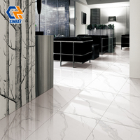 Carreaux d'intérieur en porcelaine 600x600mm pour villa, modernes, antibactériens, surface brillante, 9mm, imitation pierre, résistants aux acides