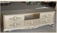Luxuriöser Goldener Barock-TV-Schrank mit 4 Schubladen, Medienkonsole, TV-Einheit, Großhandel 2026