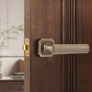 Gagang pintu kamar mandi kuningan perunggu Prancis tahan air kunci privasi Interior tahan lama untuk toilet apartemen Hotel - Product Image 3