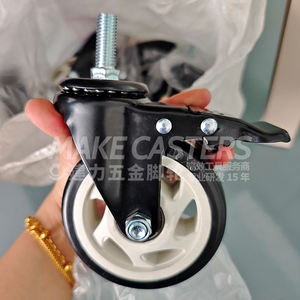 1,5 "2" 2,5 "3" 4 "5" Zoll Schraube M8 M10 M12 PVC-Rollen Räder Mittelschweres Lager PP Schwarz Möbel wagen Schwenk bremse LOGO anpassen - Product Image 2