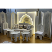 Fournitures de fête personnalisables, luxueuses, pour banquet de mariage marocain traditionnel, décoration murale d'arche blanche 3D pour scène de mariage