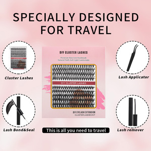 Larga duración 7-10 días DIY Cluster Lash Bond y sellador C D cURL segmento Lash precortado DIY <span class=keywords><strong>Kit</strong></span> <span class=keywords><strong>de</strong></span> extensiones <span class=keywords><strong>de</strong></span> pestañas - Product Image 2