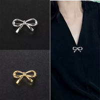 Bros Kerah Berbentuk Pita untuk Wanita, Mencegah Terlihatnya Pakaian Dalam. Setelan Sweater Kasual Serbaguna Wanita dengan Kancing Pin