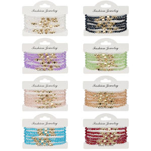 Fashion Beaded <b>Bracelets</b> <b>Set</b> 6Pcs Crystal Rhinestone Star Gold Plated Women's Bohemia Gift Jewelry Made In China - Product Image 1