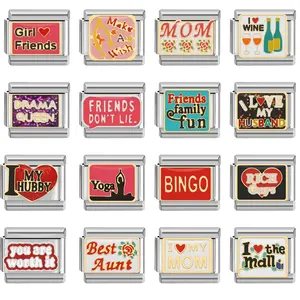 J'aime lire charme italien unisexe Bracelet en acier inoxydable 9mm série de lettres bricolage - Product Image 2