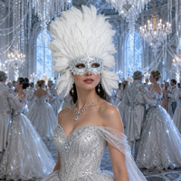 Masque en plumes coloré d'inspiration brésilienne pour filles, idéal pour le carnaval, les festivals, les défilés, les spectacles de danse et les costumes.