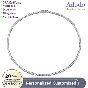 Collar de cadena tipo tenis de plata S925 con moissanita de 3 puntas y 2.5mm, estilo Hip Hop, en oro blanco, para hombre y mujer, joyería fina, con diamantes, unisex. - Product Image 1