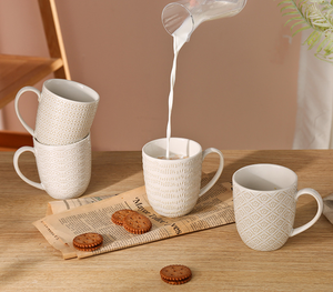 Wholesale Customizable Cartoon Embossed Stoneware Ceramic Coffee Mug Set Dishwasher Microwave Safe Reusable Food Business Gifts - Product Image 6