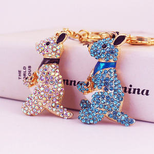 Vente chaude charme femmes sac ornements mignon chien lapin ours porte-clés accessoires strass diamant porte-clés cadeau pour voiture porte-clés - Product Image 5