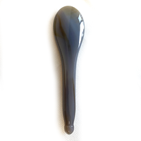Cuillère de massage Gua Sha en agate grise pour le soin du visage, outil de beauté naturel fait main pour la thérapie d'acupuncture
