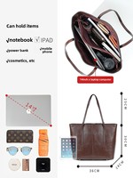 Tas Tote Kulit Asli Vintage Wanita Anti Maling dengan Ritsleting, Kapasitas Besar, Warna Solid, Tas Selempang Fashion Musim Panas