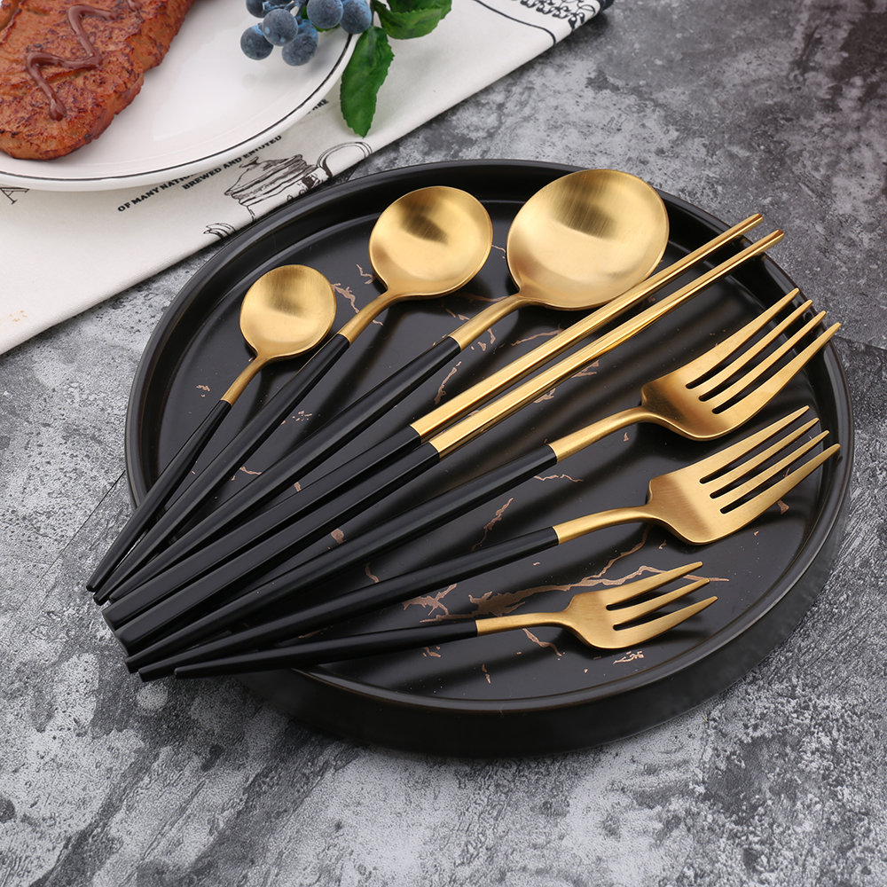 Western Royal Gold Cutlery Wedding Party Cutlery Spoon Knife Fork Set Flatware Fork Stainless Steel Kitchen Modern Support 4pcs · image 5