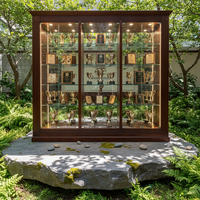 Vitrine murale personnalisée en bois pour trophées et récompenses, avec étagères en verre, pour salle scolaire