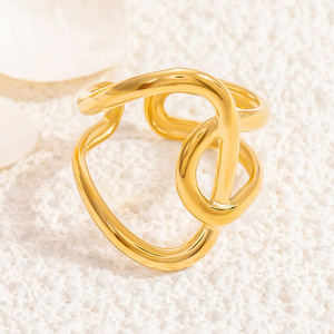 European Style Gold Tone Exaggerated <b>Ring</b> Geometric Shape Unisex Party Jewelry Stainless Steel Fashion <b>Rings</b> - Product Image 2