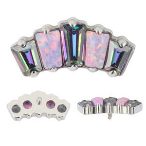 ASTM F136 titanio 4 oblongo CZ Blaze Set curva superior 16G internamente roscado Labret pendiente - Product Image 4