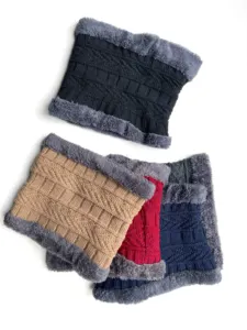 Wholesale Soft Thicken Wool Ski Hat Men Warm Hats Neck Winter Wool Hat Set Women Men Beanie Knitted Cap Scarf Set