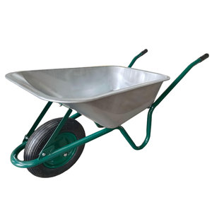 180KG Heavy Duty Construction Wheelbarrow 120L Galvanized Tray Pneumatic Wheel <b>Garden</b> Wheel Barrow Carretilla Building Farm <b>Cart</b> - Product Image 1